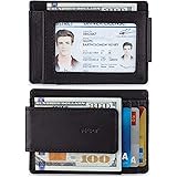 Premium Leather Magnetic Money Clip Card Wallet For Men, RFID Mens Wallet, Black