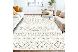 AOYAOMI Area Rug Living Room Rugs 5x7 - Large Soft Boho Geometric Rugs, Non-Slip Foldable Washable Area Rug Non Shedding Morden Indoor Floor Carpet for Living Bedroom Office Dining Room (Brown,5' x 7')