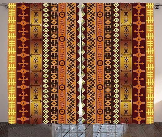 Amazon Com Ambesonne Tribal Curtains Motifs With Effects And