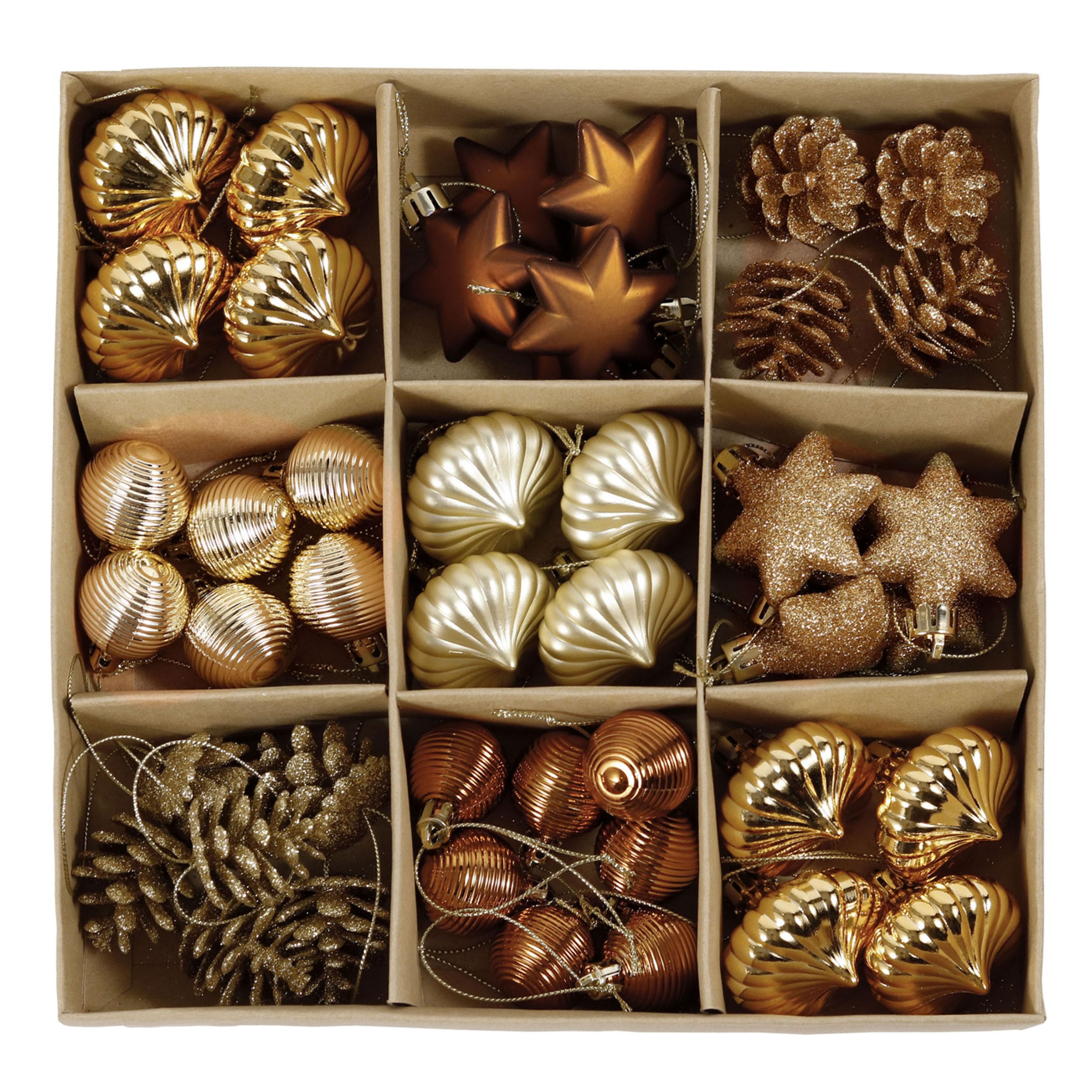 Valery Madelyn Christmas Baubles,45pcs 3-5cm Woodland Copper and Gold Christmas Ball Ornaments for Tree Decorations