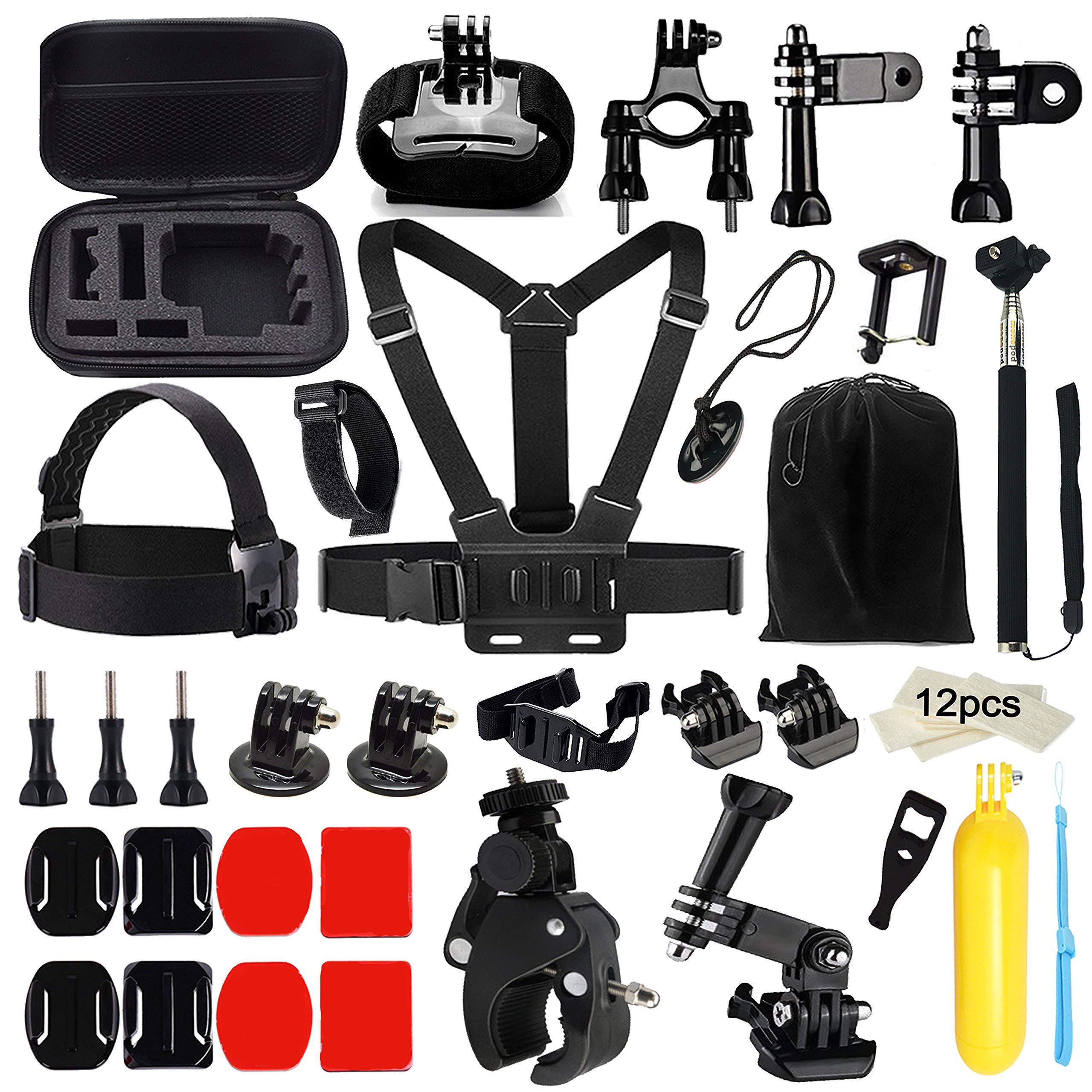 Iextreme 43-in-1 Action Camera Accessories Bundle Kit for Gopro Hero 6 5 4 Black Session Accessory Bundle Kit for Gopro Action Camera with Chest Strap Mounts