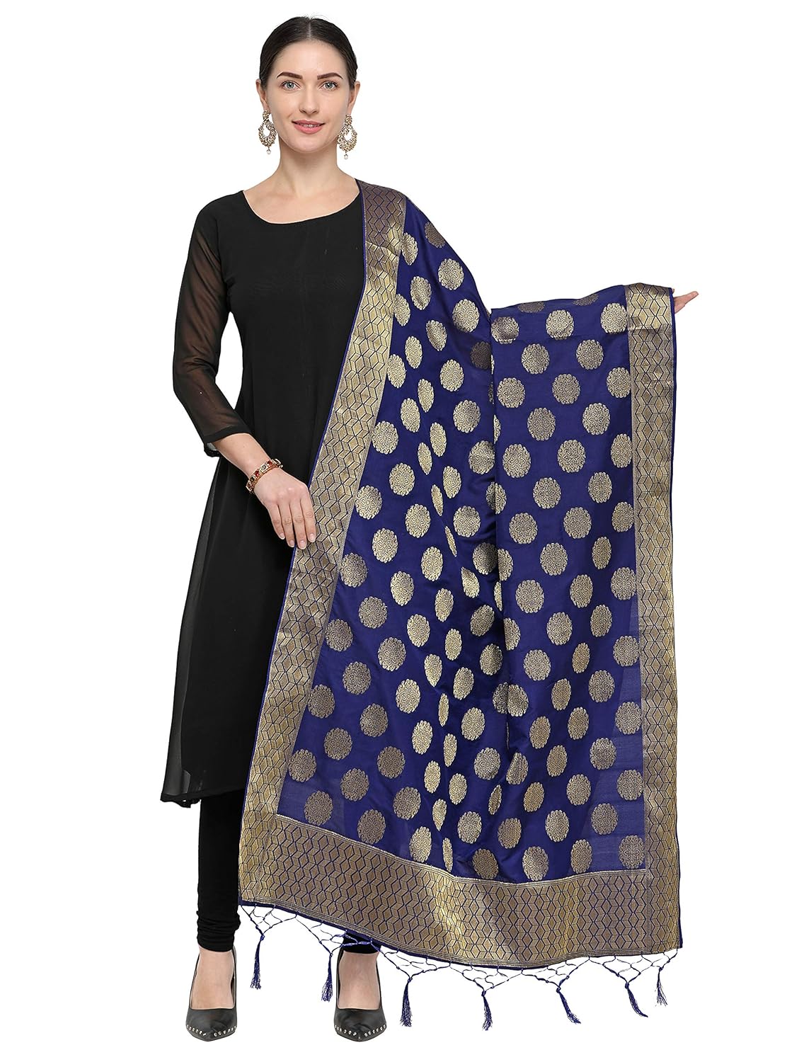 pisara women silk banarasi dupatta,cyan