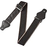 Amazon Basics Adjustable Guitar Strap For Electric/Acoustic Guitar/Bass - Includes 3 Pick Holders - Cotton Strap, Black