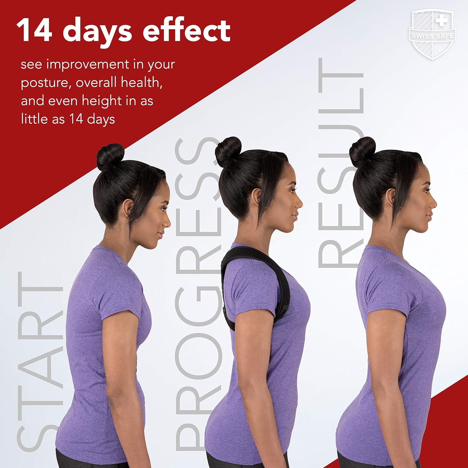 Swiss Safe Posture Corrector for Men/Women - Stylish & Discreet Ergonomic Back Straightener Brace for Proper Posture & Spinal Pain Relief (Black, Small/Medium): Industrial & Scientific