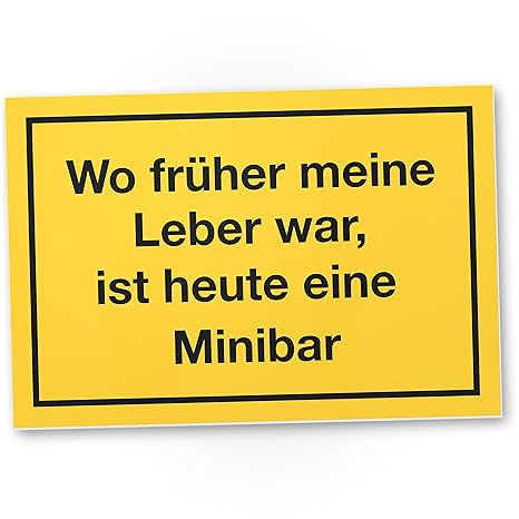 Dankedir Leber War Minibar Kunststoff Schild Mit Spruch