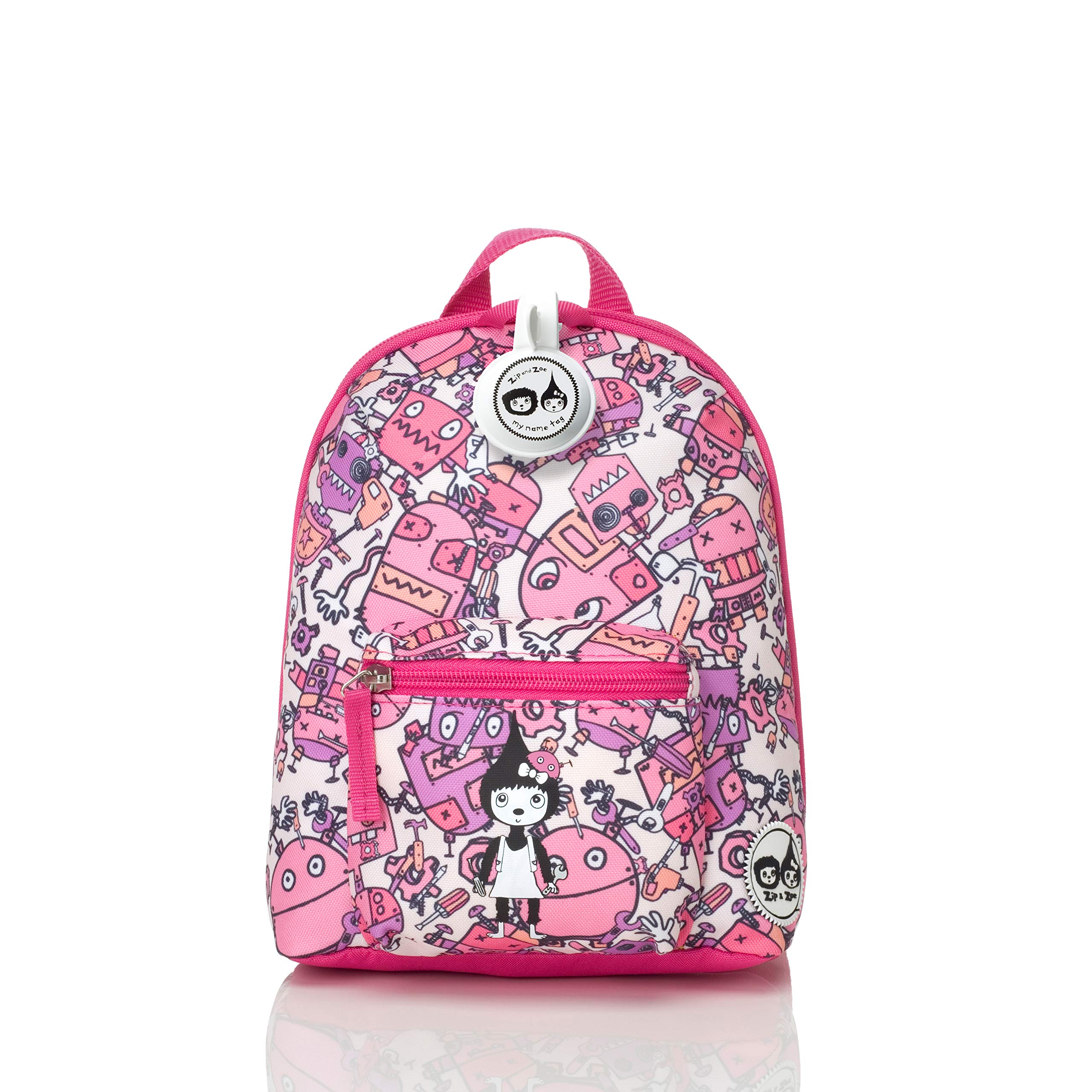 Pink Robots Toddler Kids Children Mini Backpack Rucksack With Reins Girl Boy