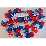 PATRIOTIC AMERICAN FLOWER LEIS Red White & Blue, 38", 3 Ct/Pk