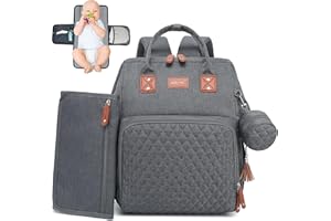 ROSEGIN Baby Bag for Girl Boy - Diaper Bag Backpack with Changing Pad, Pacifier Case, Diaper Backpack for Toddler, Travel Cute Diaper Bag for Mom Dad, 30L Large Capacity, Gray