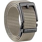 JUKMO Men's 1.5" Ratchet Belt - No Hole Adjustable Pin-Look Buckle for Jeans & Chinos | Trim-to-Fit Nylon Webbing