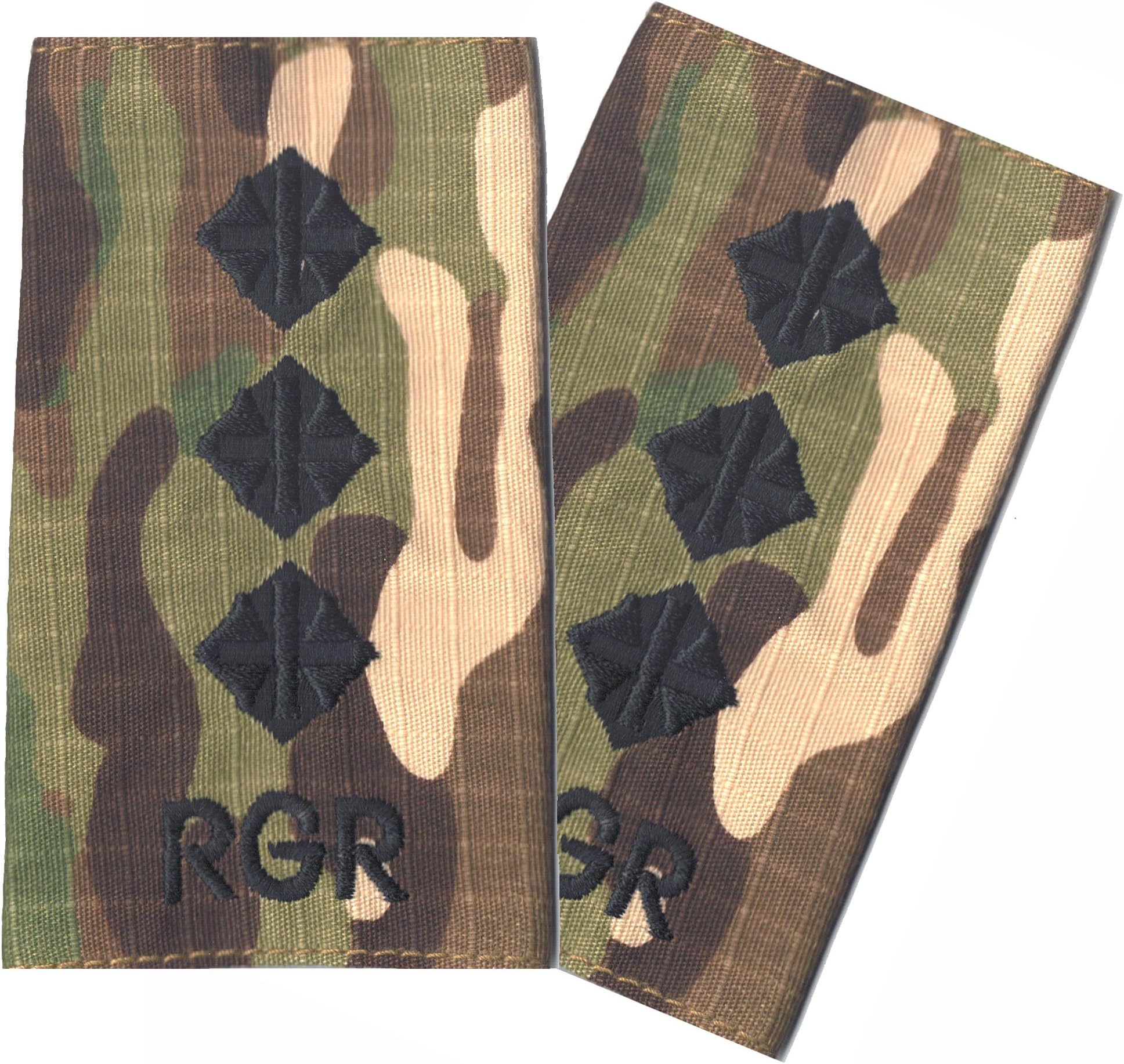 Contact Left Embroidery Pair RGR Gurkha Black on Multicam/MTP Captain Rank Slides/Epaulettes