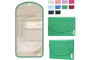 BLUTETE Jewelry Travel Foldable Bag | Organizer Roll Jewelry Case | Travel Jewelry Storage Case for Women | Rings Earrings Necklaces Bracelets Organizer (Green)