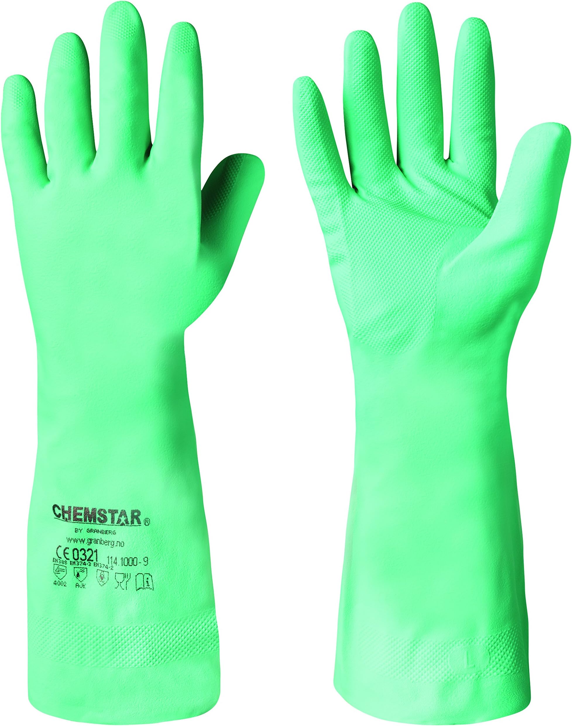 GRANBERG 114.1000-8 - 12pairs bundle ChemStar Nitrile Chemical Protection Category-3 Gloves, Cotton Flock Lined, Size 8, Medium (Pack of 12)