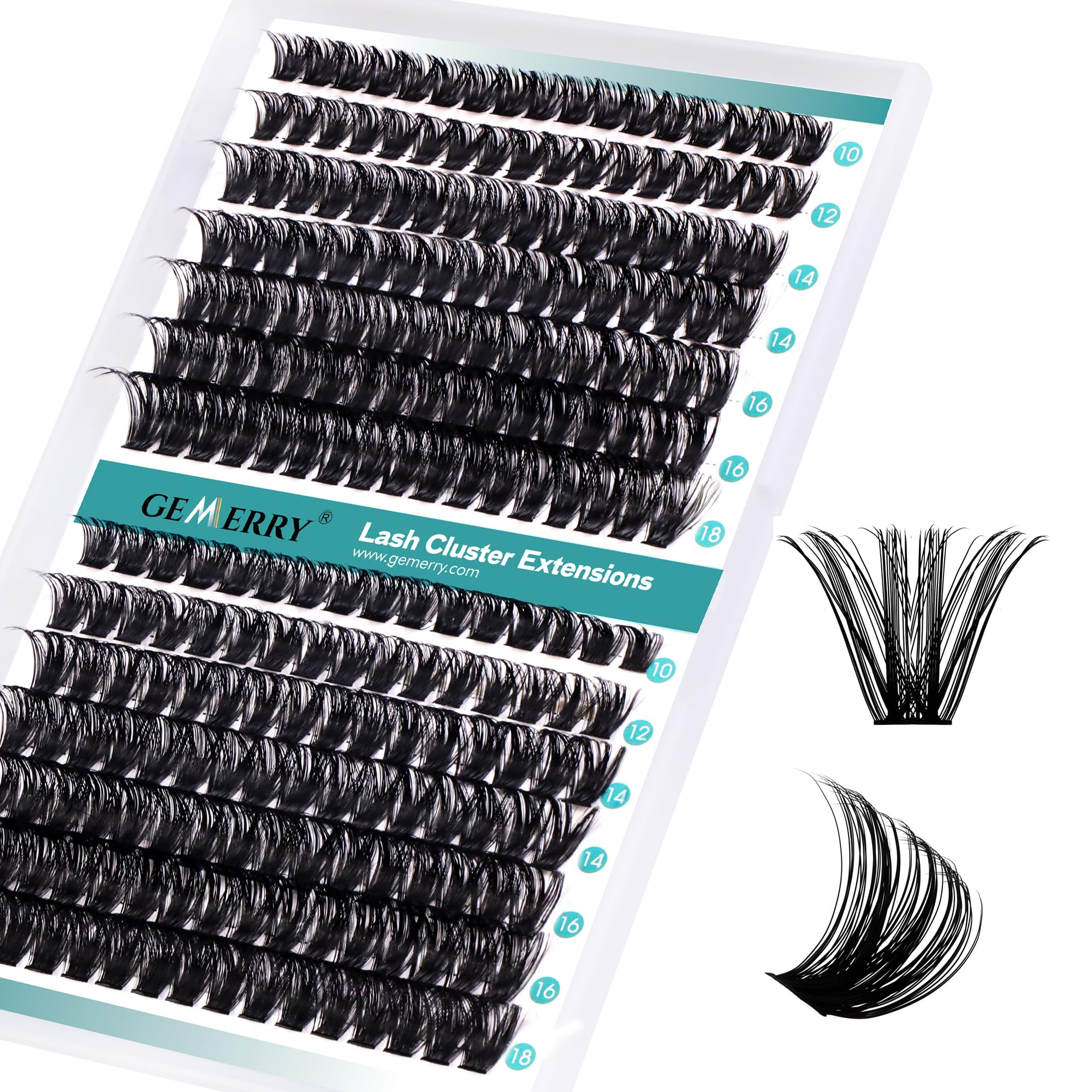 GEMERRY Individual Eyelashes 80D+100D Curl Cluster Lashes Natural Eyelash Extension 280pcs Mixed Tray Reusable Handmade Home Application (80D+100D-0.07D-10-18MIX) — image 1