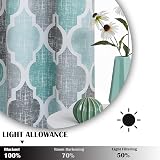 Beauoop Teal Grey Blackout Curtains 72 Inch 2 Panels Geometric Lattice Moroccan view 3