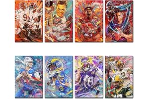 Sarqi Sports Star Poster Joe Burrow Josh Allen Tom Brady Justin Jefferson Justin Fields Patrick Mahomes Matthew Stafford Aaron Rodgers (No Frame, 8x12inch-8pcs)