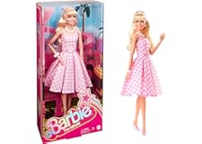 Barbie The Movie Doll, Margot Robbie as Barbie, Collectible Doll Wearing Pink and White Gingham Dress with Daisy Chain Neckla