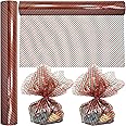 AnapoliZ Christmas Cellophane Wrap Roll | 100’ Ft. Long X 16” in. Wide | 2.3 Mil Crystal Clear Christmas Stripes Cellophane | Gifts, Baskets, Treats Wrapping Paper | Red and Green Stripes Cello Roll