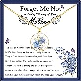 GIAYIER Sympathy Gifts for Loss of Mom, Forget Me Not Pressed Flowers Mom Remembrance Necklace, Bereavement Memorial Gifts for Loss of Mother, Grief Jewelry Condolence Gifts