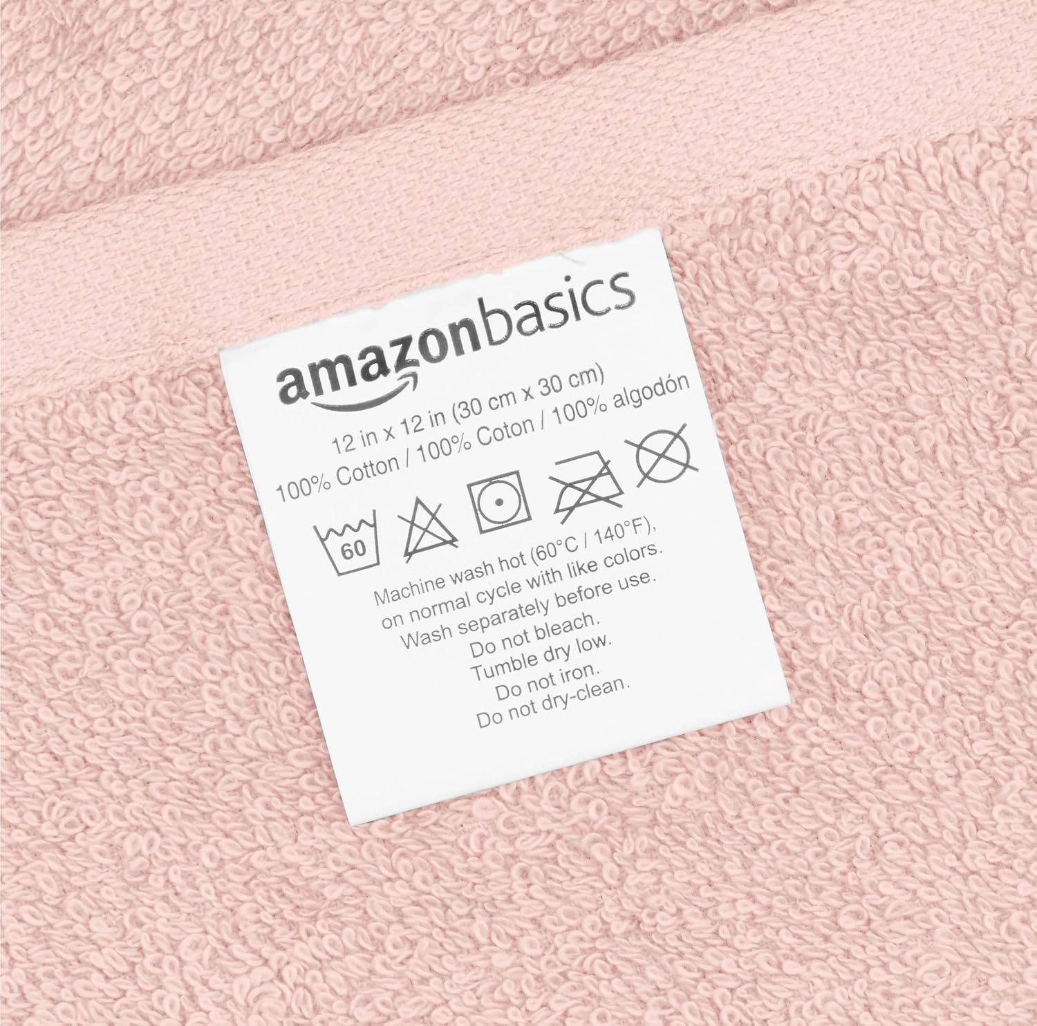 Amazon Basics Face Towel Set for bathroom 100% Cotton Extra Absorbent Fast Drying Face Cloths 30 x 30 cm, Petal Pink, 24-Pack - Image 5