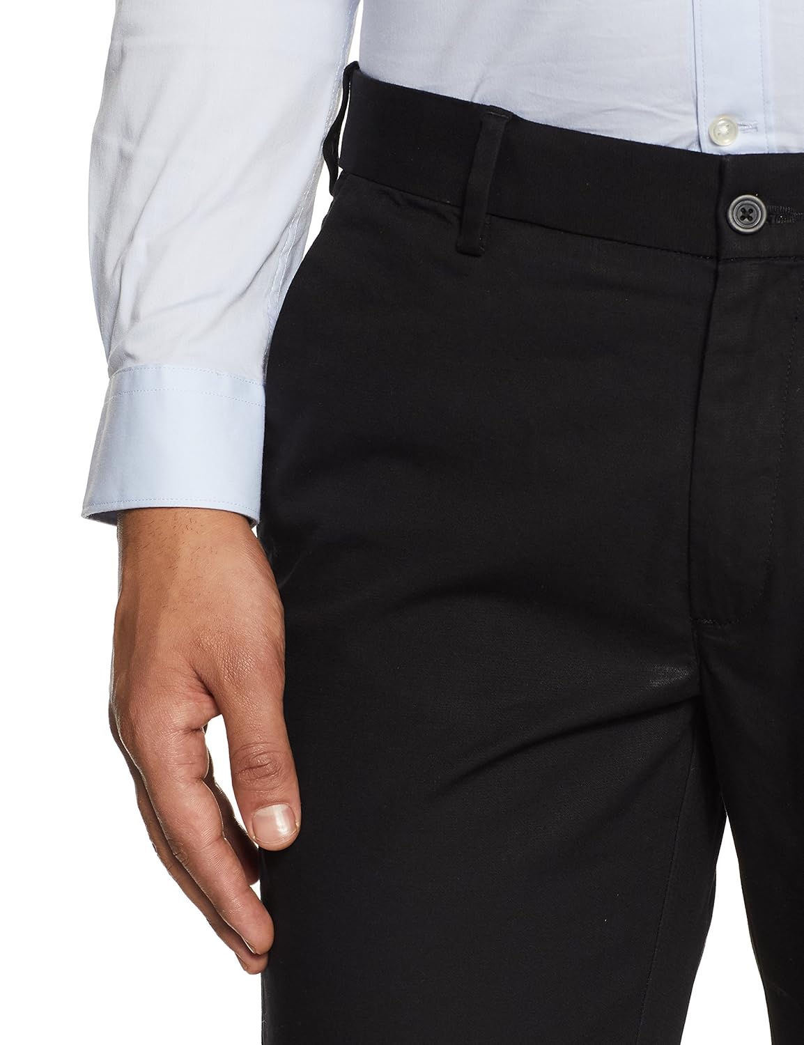 peter england men's slim fit cotton formal trousers