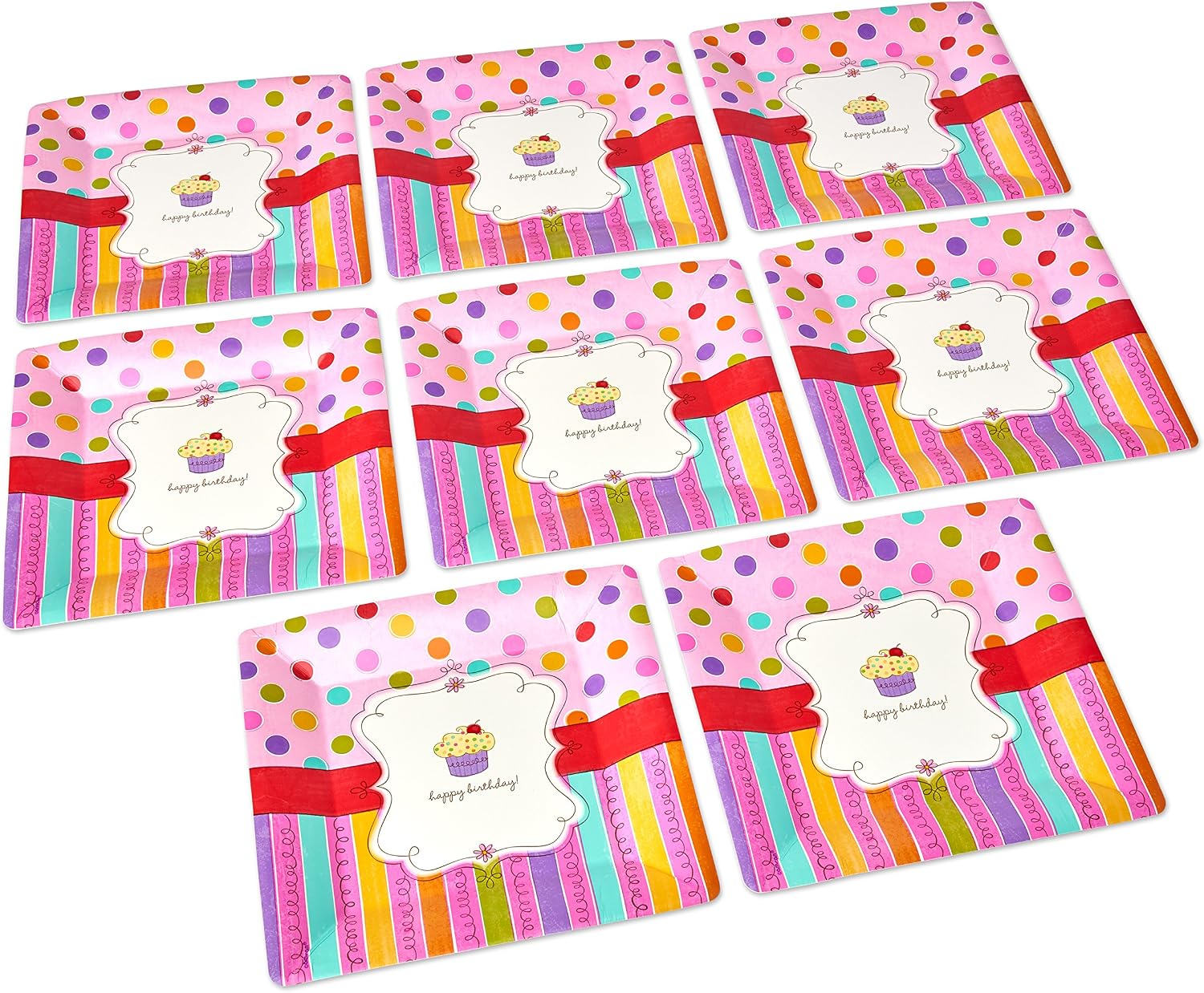 amscan International 25.4 cm Sweet Stuff Paper Plates Square, Pack of 8, Sweet Stuff Lg Plates, 8-Count - Image 3