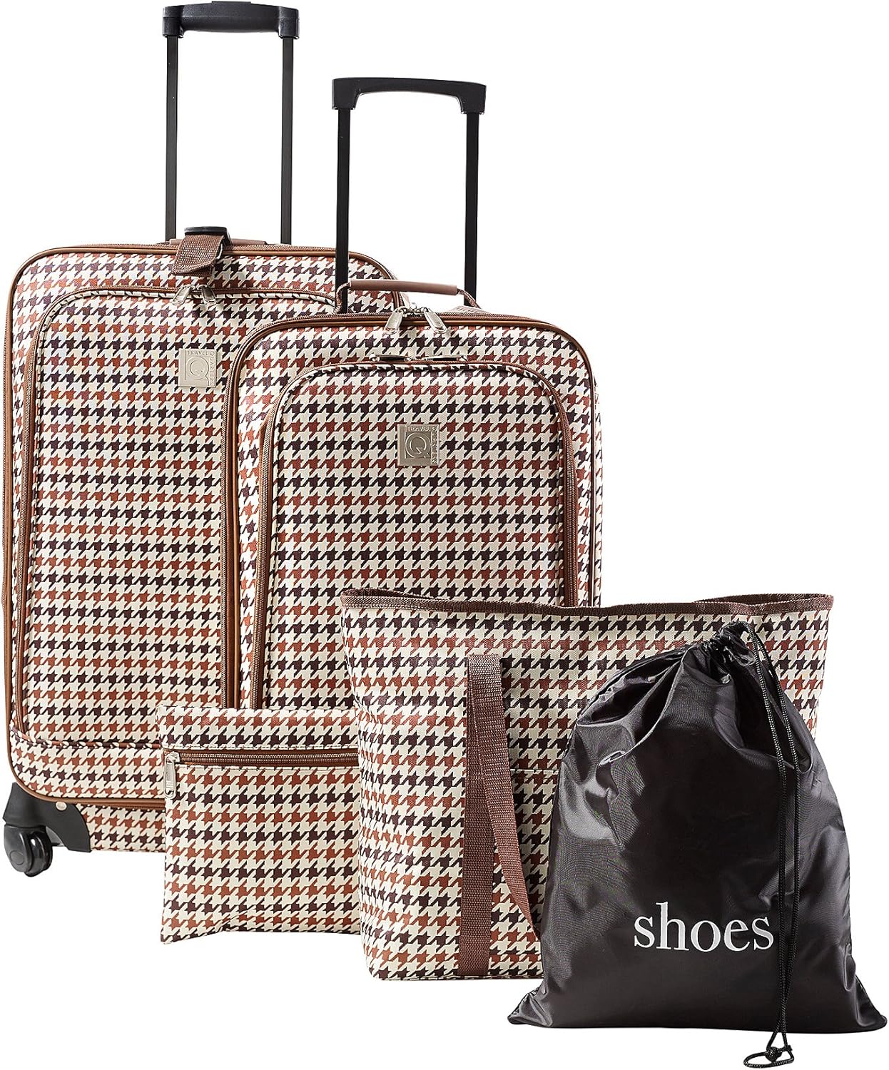 Travel Quarters 5pc. Houndstooth Luggage Set Suitcases