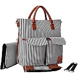 ZIZU Designer Diaper Bag with Loads of Pockets to Fit Everything you Need, Fabric, Zippers & Comfy Soft Straps -Large, Grey Stripes