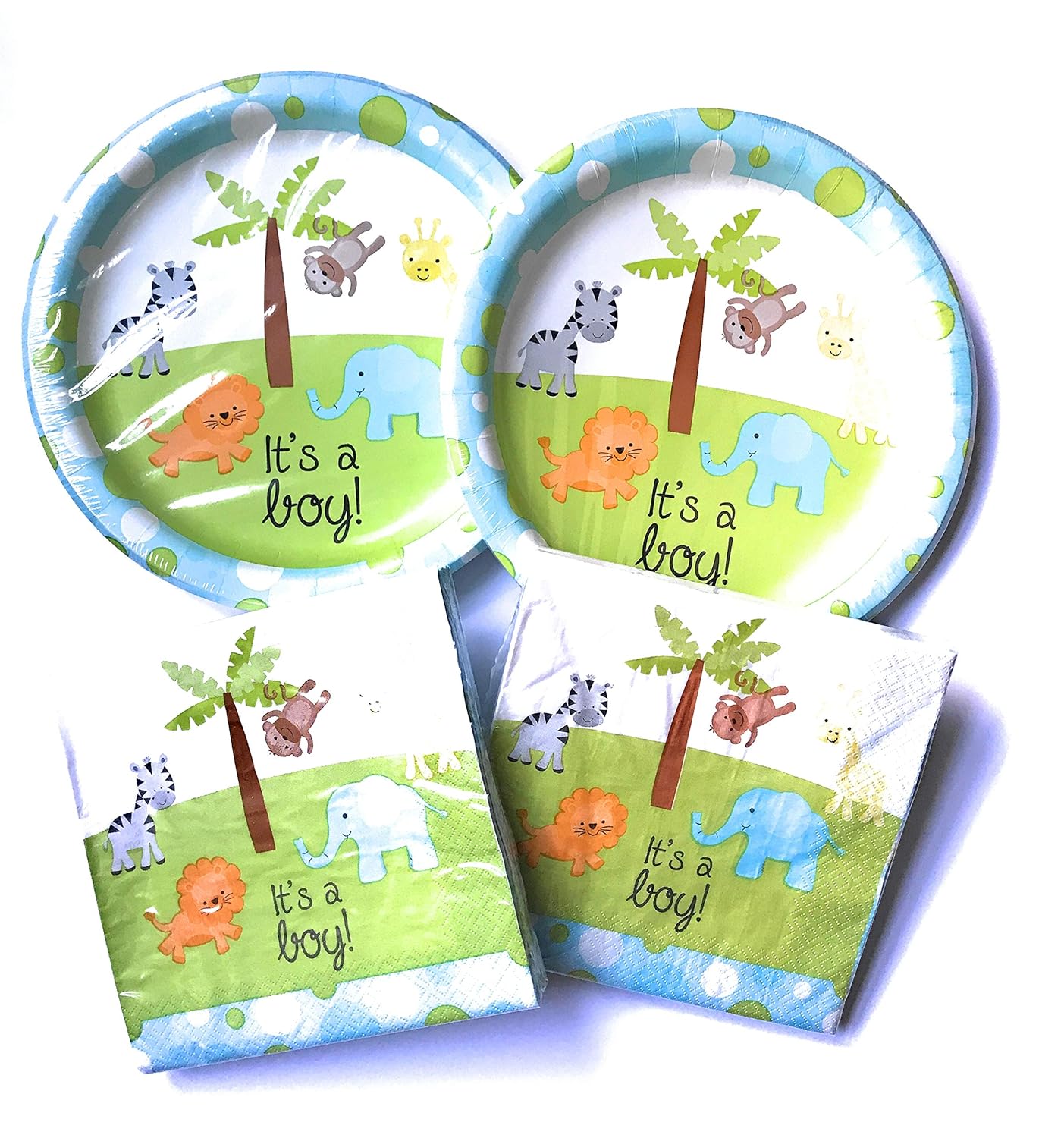 A Boy Baby Shower Paper Plates and Napkins Set 36 Large