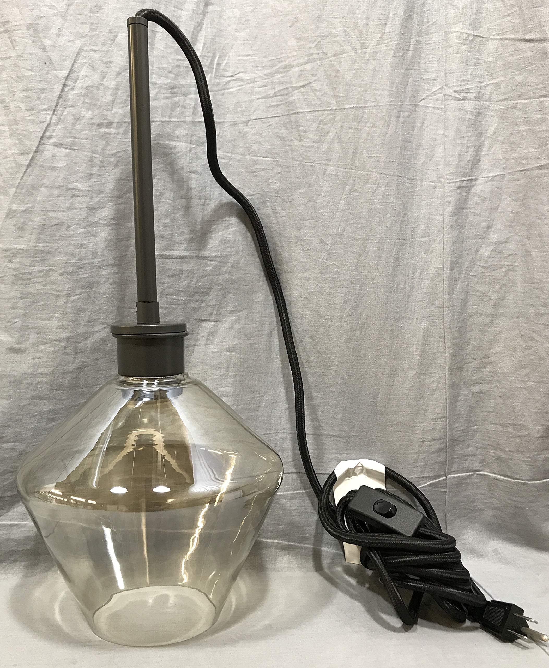 West Elm Antique Bronze Sculptural Champagne Glass Shade Plug-in Pendant