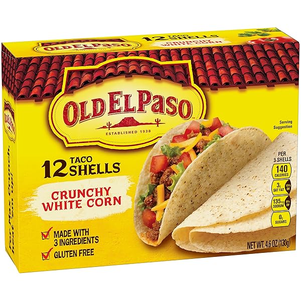 OLD EL PASO CRUNCHY WHITE CORN SHELLS, GLUTEN FREE, 12 CT, 4.6 OZ