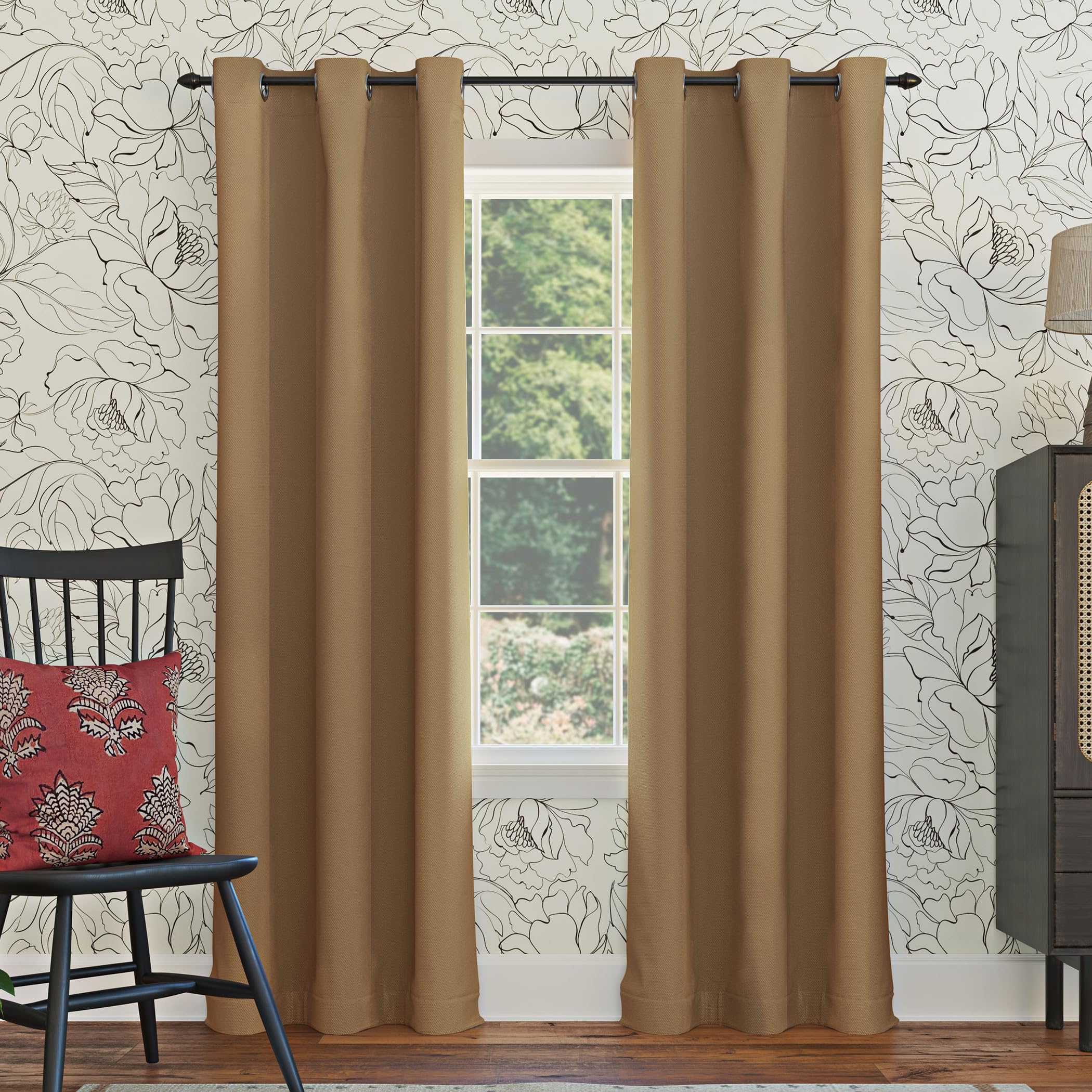Sun Zero Easton Blackout Energy Efficient Grommet Curtain Panel, 40" x 95", Taupe(pack of 1)