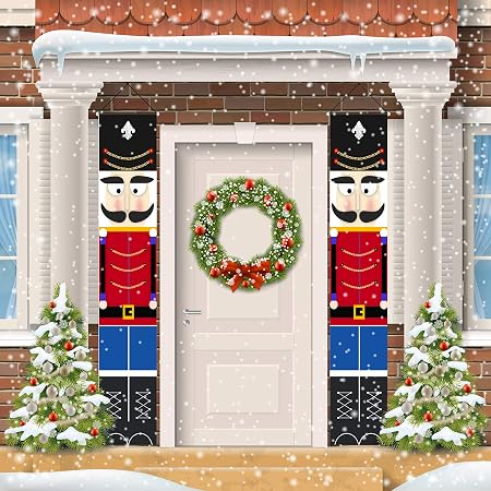 Oriental Cherry Nutcracker Christmas Decorations Outdoor Xmas Decor Life Size Soldier Model Nutcracker Banners For Front Door Porch Garden Indoor Exterior Kids Party Amazon In Garden Outdoors