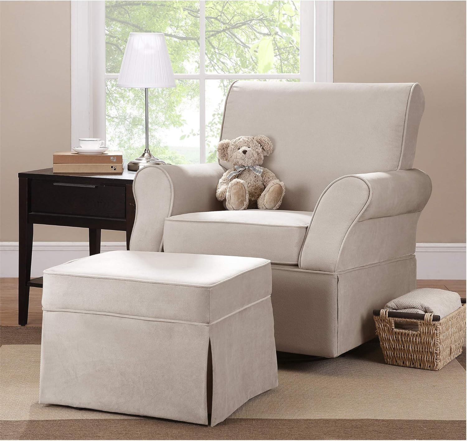baby relax evan swivel glider and ottoman gray