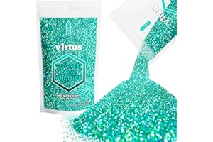 V1RTUS Turquoise Holographic Glitter Paint Crystal Additive 100g / 3.5oz for Acrylic, Latex, Emulsion - use Interior/Exterior - Wall, Ceiling, Wood Metal Varnish Dead Flat, Matte, Soft Sheen or Silk