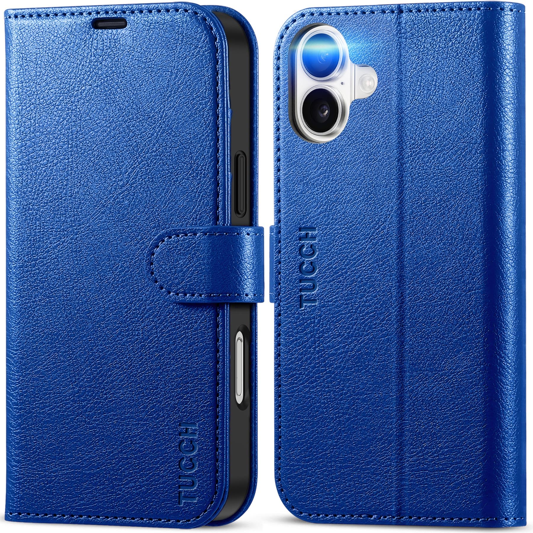 Photo 1 of TUCCH Wallet Case for iPhone 16 Plus, RFID Blocking [4 Card Slots] TPU Interior Protective Case, Magnetic Folio Shockproof PU Leather Stand Flip Cover Compatible with iPhone 16 Plus, Klein Blue