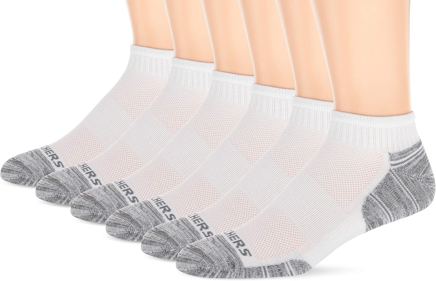Skechers Sport Men’s S112090117 6 Pack Cushioned Quarter Crew Socks, White/Grey Shoe Size 6