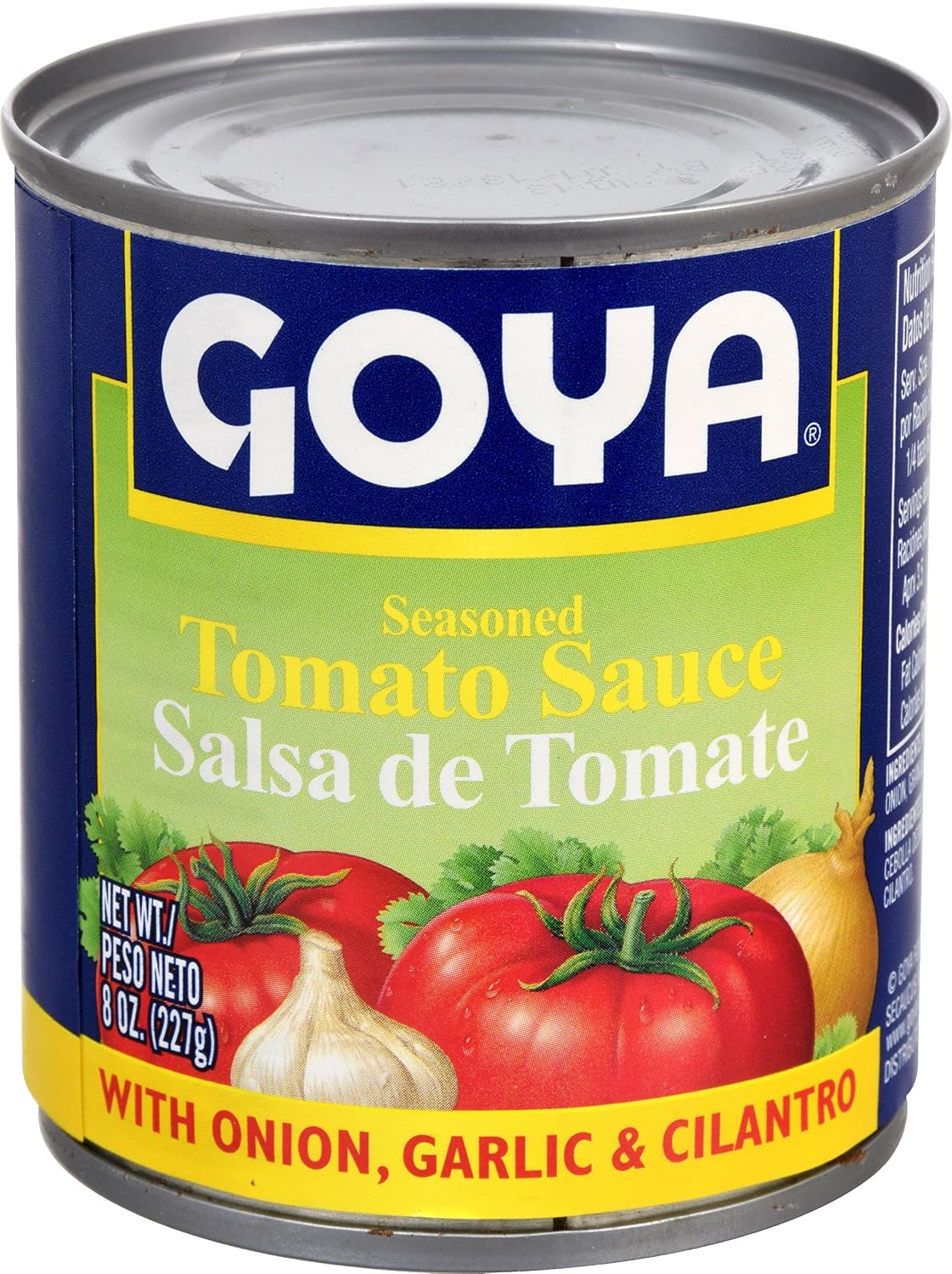 Goya tomato sauce with onion garlic&cilantro tomato puree (Water tomato paste), Water, less than 2% of: salt, toasted onion, r (041331039369)