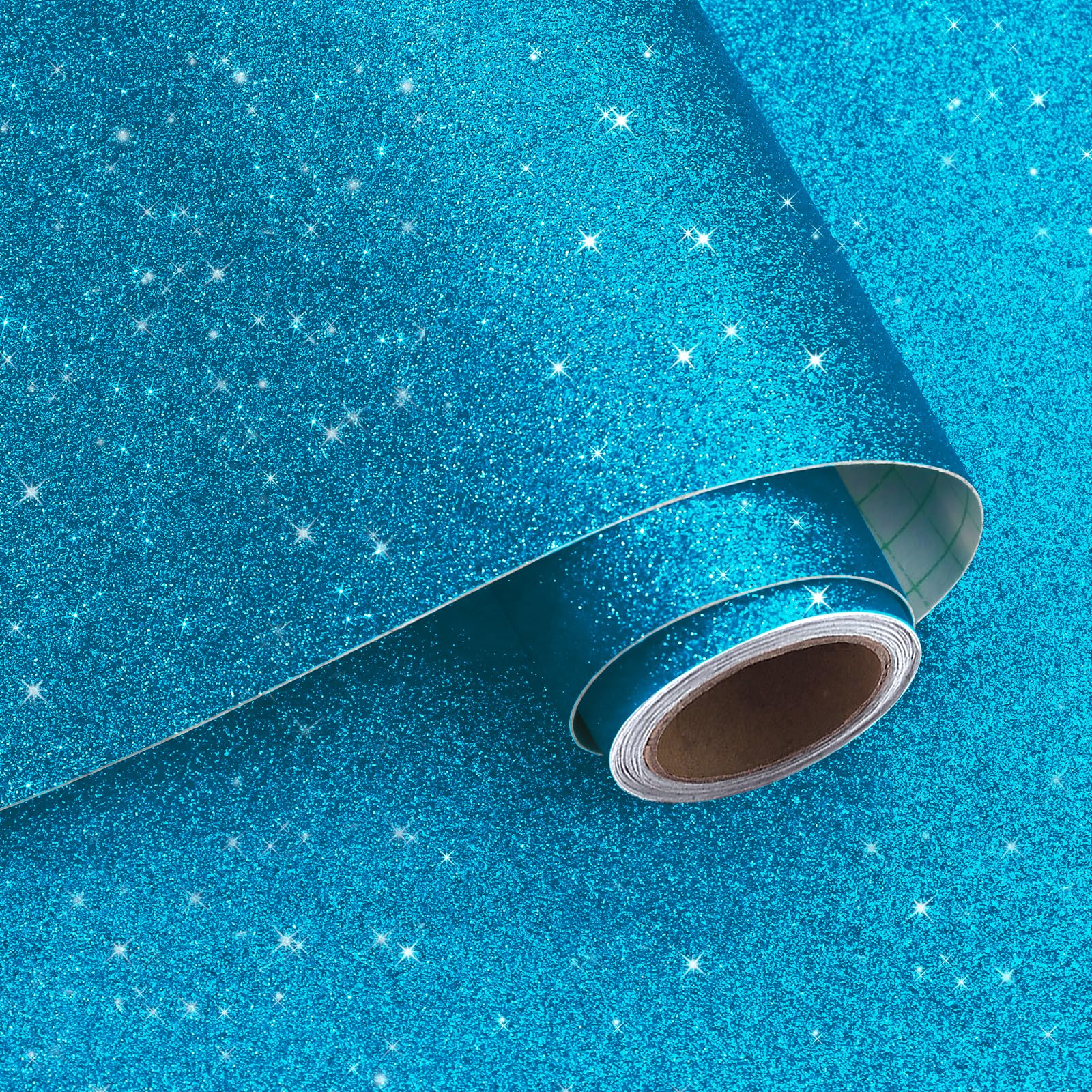 VaryPaper Sky Blue Glitter Wallpaper Peel and Stick Glitter Contact Paper 40cmx200cm Sticky Back Plastic Thick Lining Paper for Wall Living Room Bedroom Furniture Wrap Gift Wrapping Party Decor