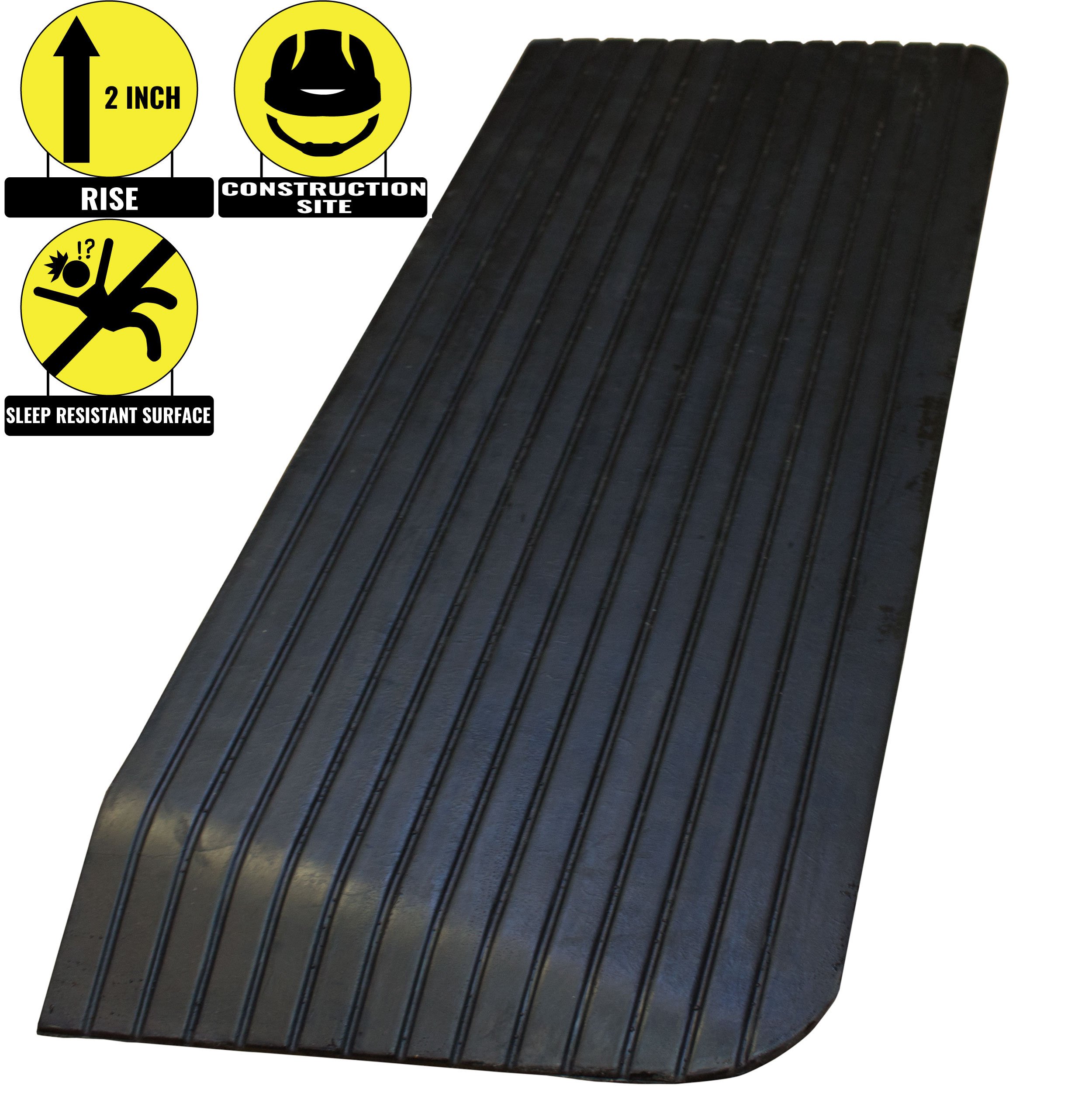 RK Safety RK-RTR03 2" Rise Solid Rubber Power Wheelchair Scooter Threshold Ramp (1 Pc)