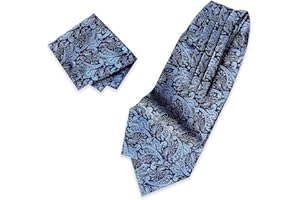 PHDuLac Silk Cravats – Paisley Cravat Dress Ties for Men Jacquard Ascot Tie with Pocket Square