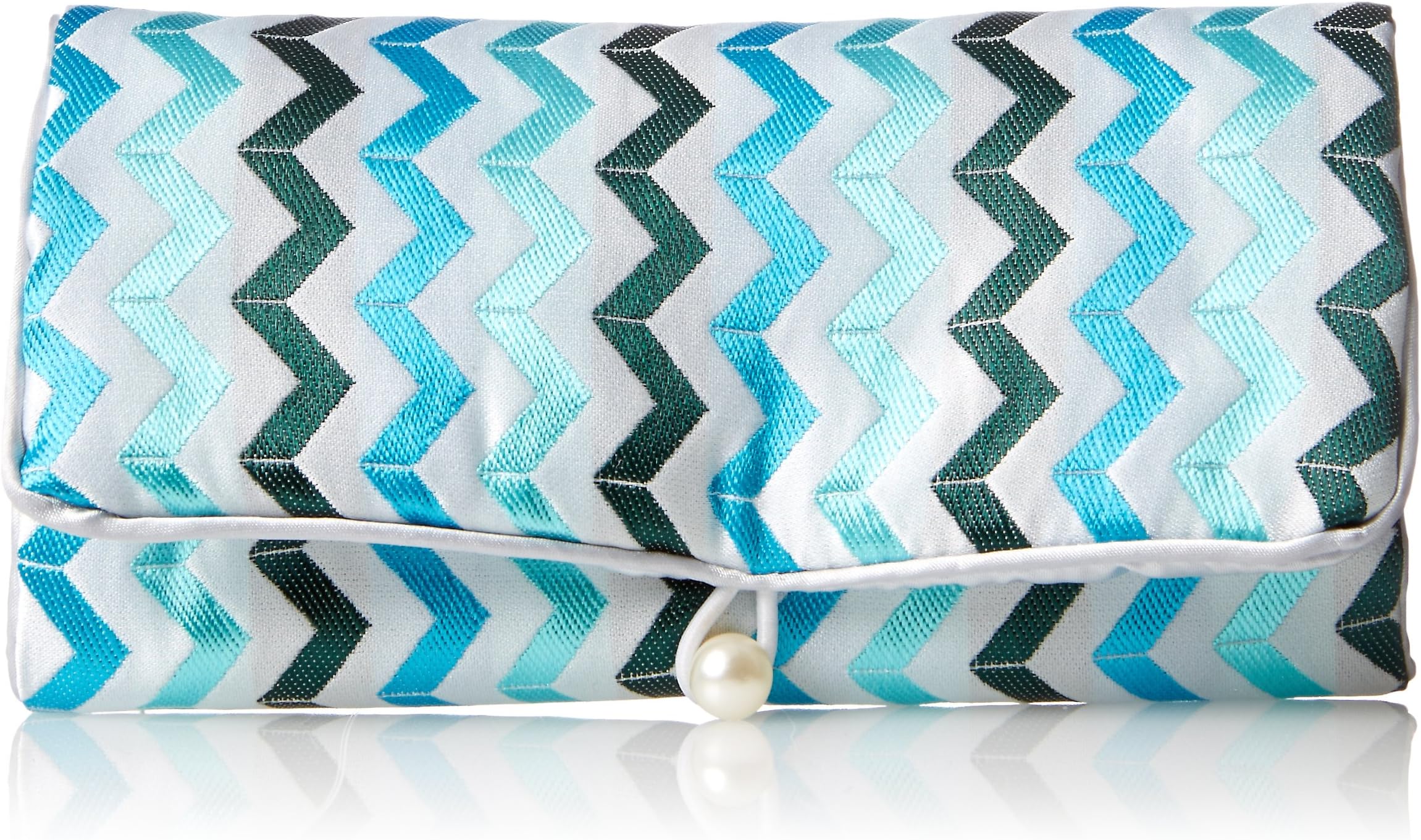 Zoe Zander Jewelry Roll, Turquoise Chevron, One Size