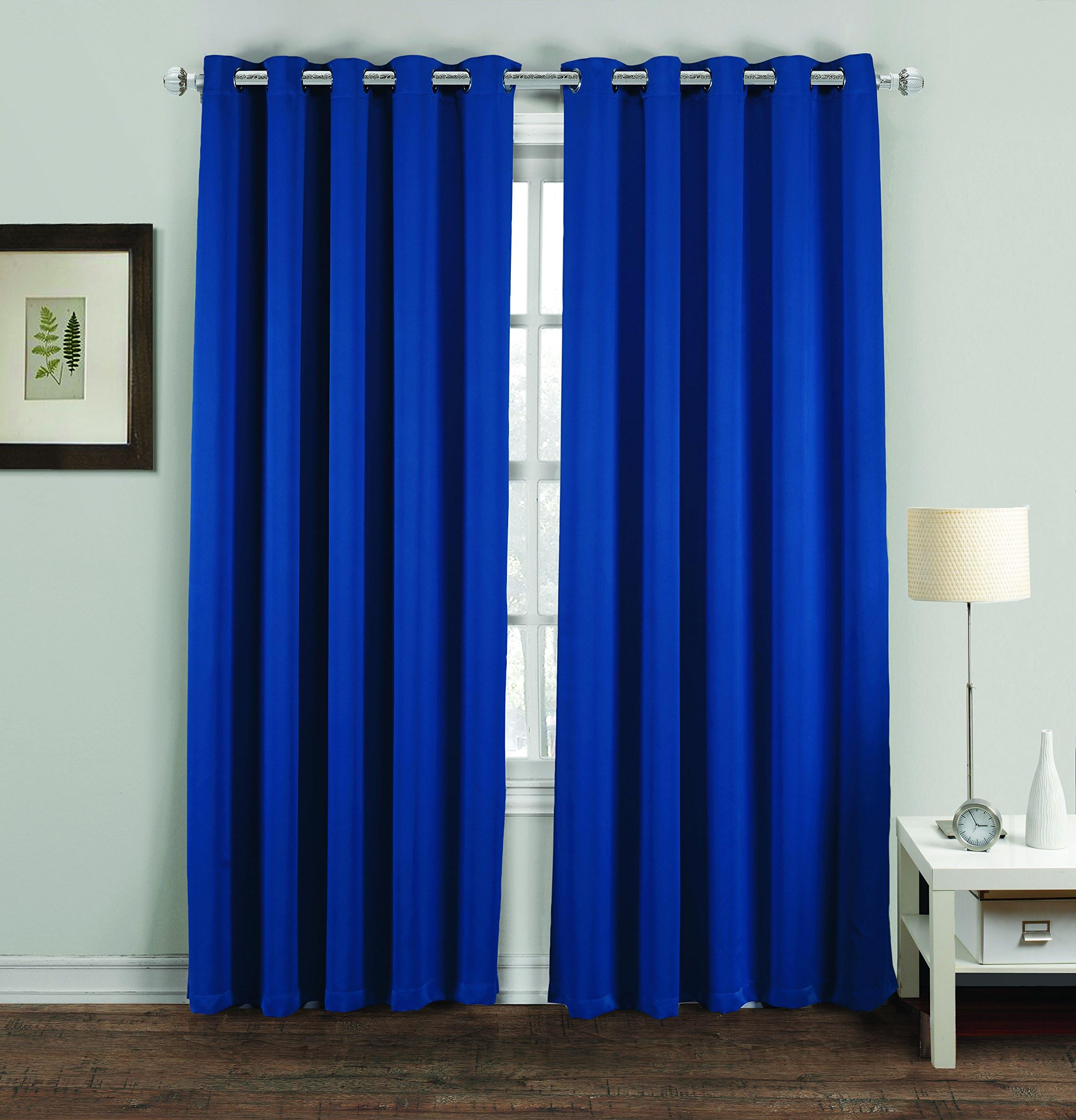 MH Distributions Blackout Curtains Thermal Super Soft Solid Bedroom Living Room Insulated Energy Saving Pair Eyelet Ring Top UAREHOME (66x54, Blue)