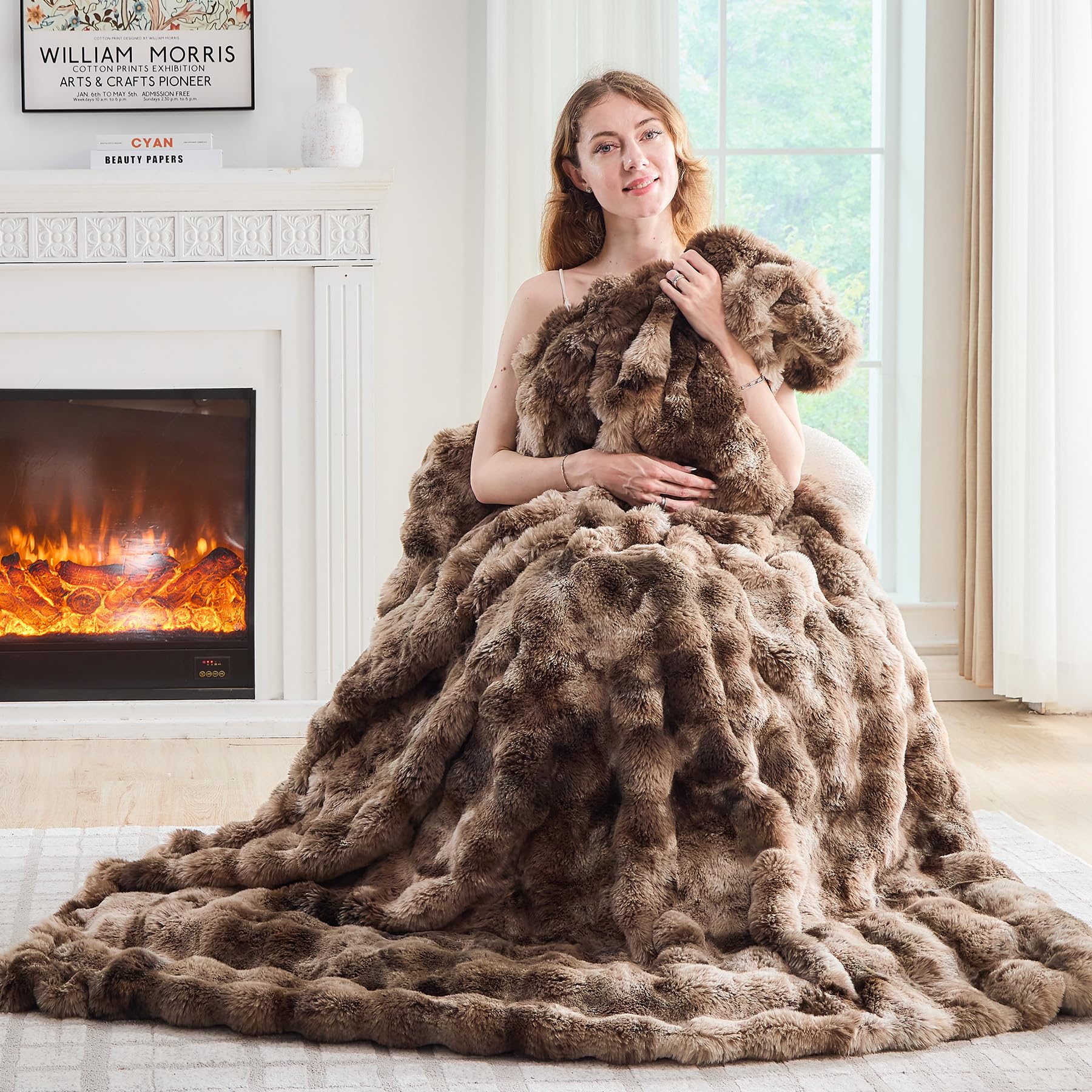 Lotus Karen Faux Fur Throw Blanket Tie-Dye Dark Coffee-Big Bubble Rabbit Fluff Blanket for Couch,Small Fluffy Fuzzy Cozy Blanket,Thick Furry Plush Shaggy Blankets,50x60 Inches Image Lotus Karen Faux Fur Throw Blanket Tie-Dye Dark Coffee-Big Bubble Rabbit Fluff Blanket for Couch,Small Fluffy Fuzzy Cozy Blanket,Thick Furry Plush Shaggy Blankets,50x60 Inches Image