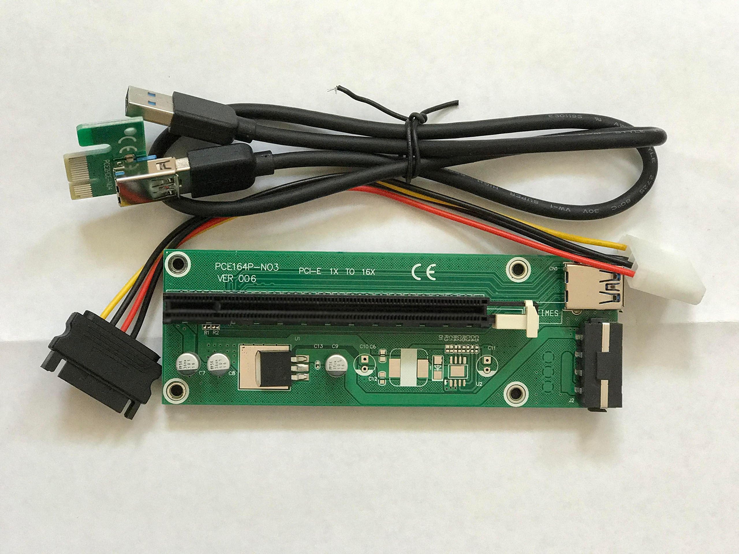 7-Pack USB Riser 1x PCI-E to 16x PCI-E 23" USB Cable for ETH, ZEC, XMR