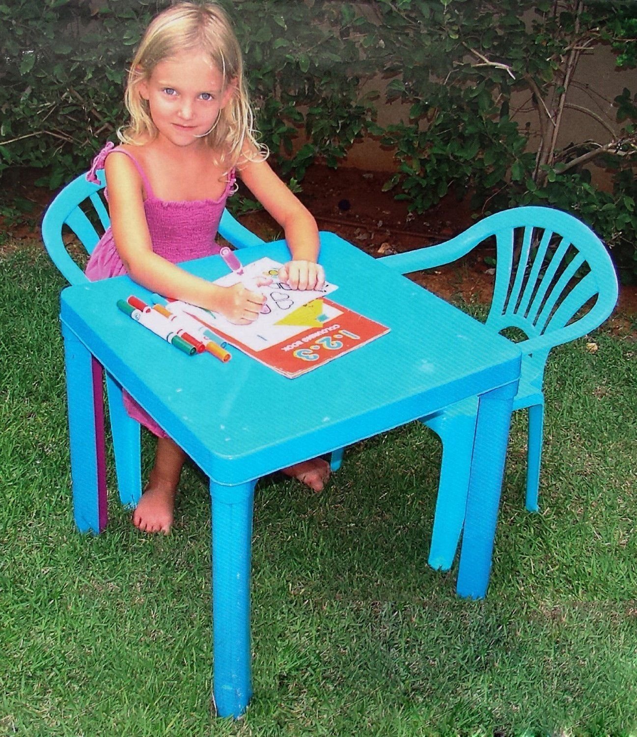 Plastic Childrens Table Chairs Set Coloured Nursery Indoor