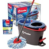 O-Cedar RinseClean Microfiber Spin Mop &amp; Bucket Floor Cleaning System with Citrus Pac (Variety Pack)