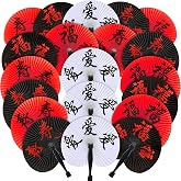 Jetec 10 Pcs Japanese Folding Fans Oriental, White, Black, Red, Classic | Chinese Paper Fans, for Wedding Party, Asian Dance Performance, Birthday Decoration, Summer Festival Favors, Handheld Design