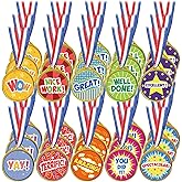 Whaline 50Pcs Winner Medal Assortment Plastic Award Medals Motivational Medals with Neck Ribbon & Sticker Sports Reward Medal for Kindergarten Kids Sports Meeting Games School Activity Favors