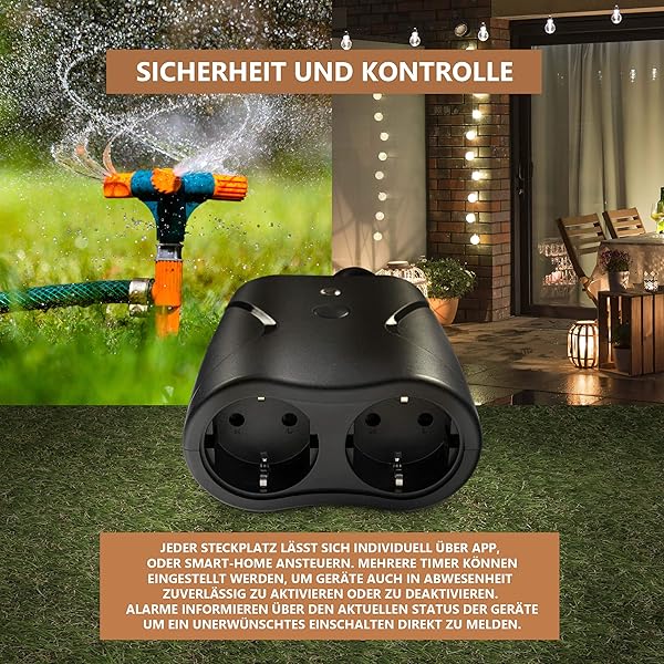 Goliath   Enchufe WLAN para jardn impermeable IP44 control mediante aplicacin compatible con Alexa Smart Home