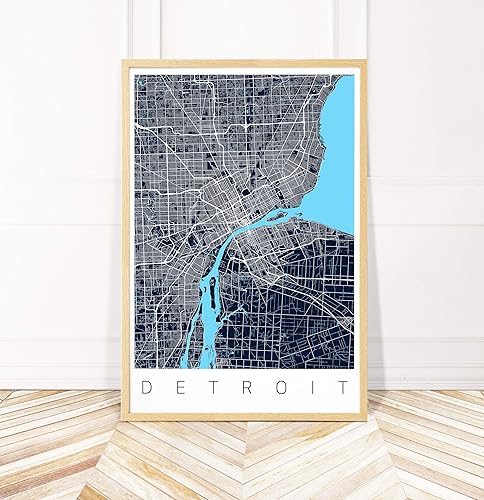 Amazon Com Detroit Michigan Map Art Print Map Of Detroit Series Ii Handmade